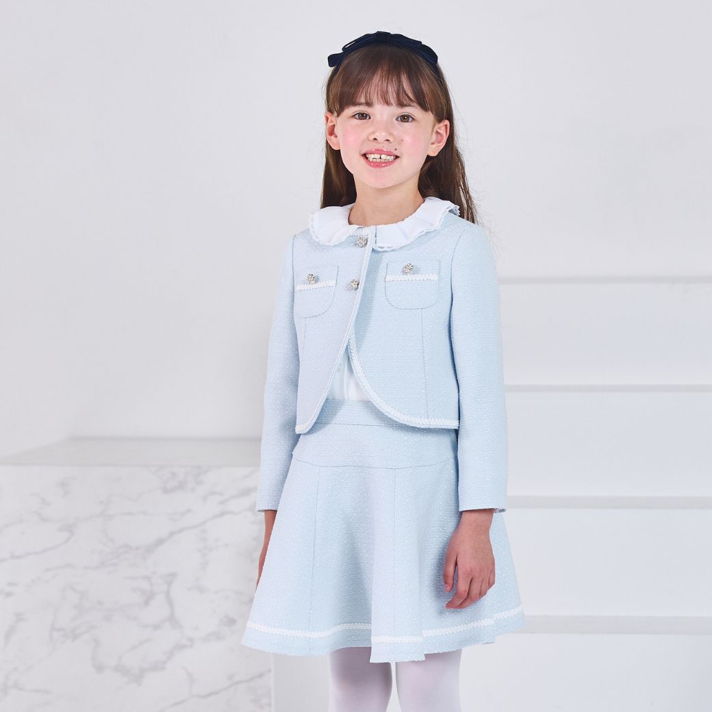 ファンシーツイードスーツ3点セット 110 120 130cm (2571-7312) CHOPIN blue/ショパンブルー