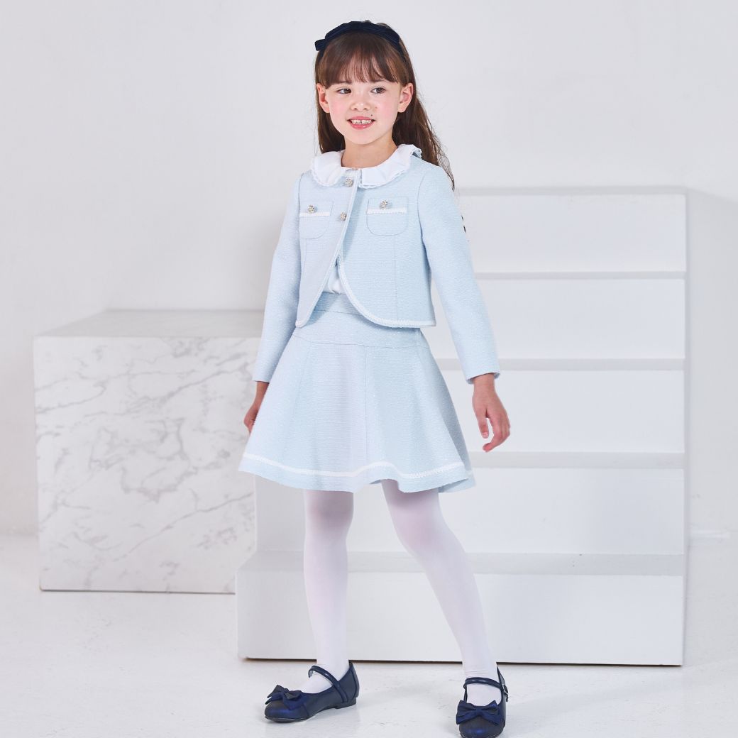 ファンシーツイードスーツ3点セット 110 120 130cm (2571-7312) CHOPIN blue/ショパンブルー