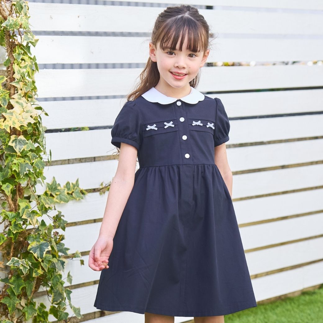 【CLEARANCEセール40%OFF】スカラップミニリボンワンピース <パープルのみ>80 90cm (2536-7100-7300-7500)