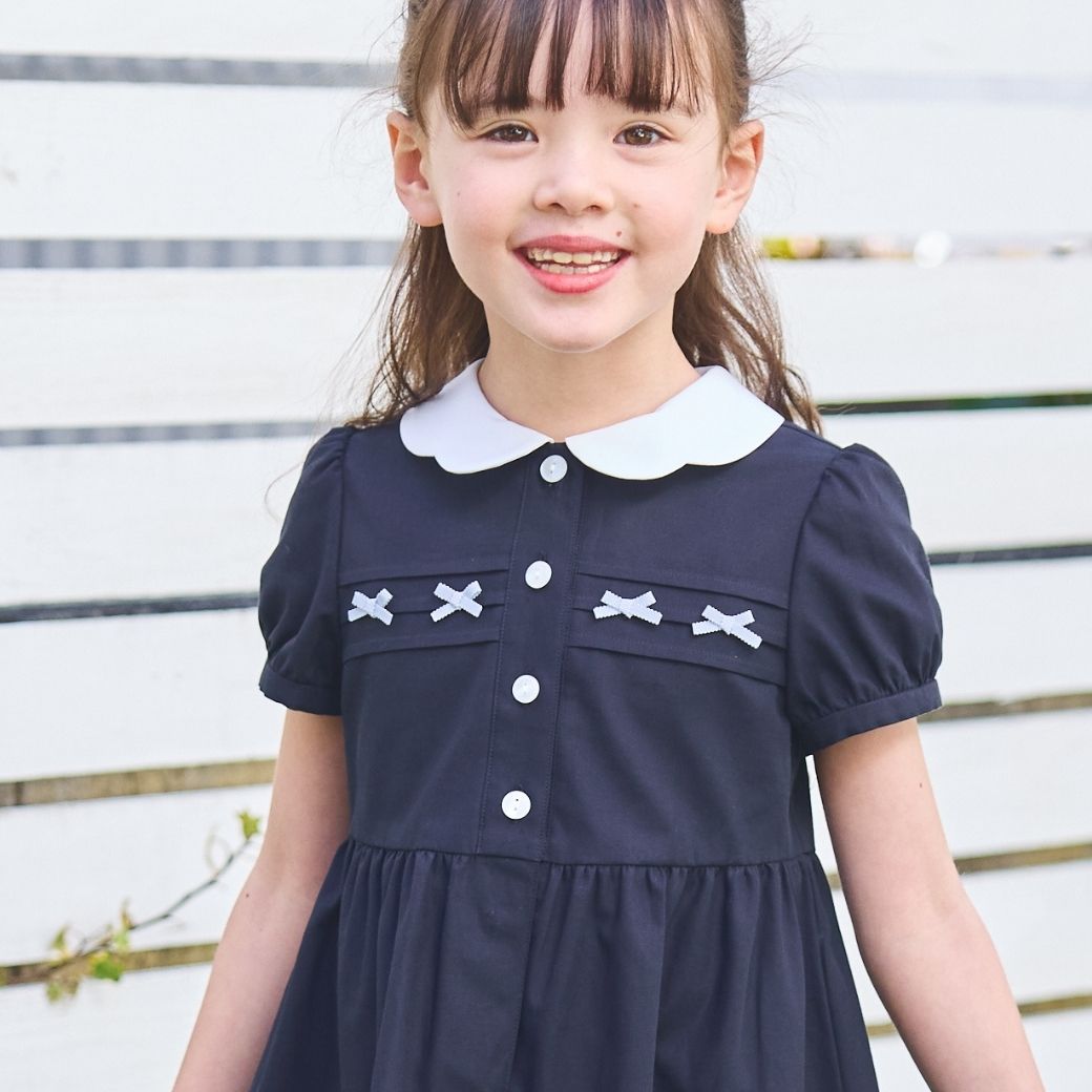 【CLEARANCEセール40%OFF】スカラップミニリボンワンピース <パープルのみ>80 90cm (2536-7100-7300-7500)