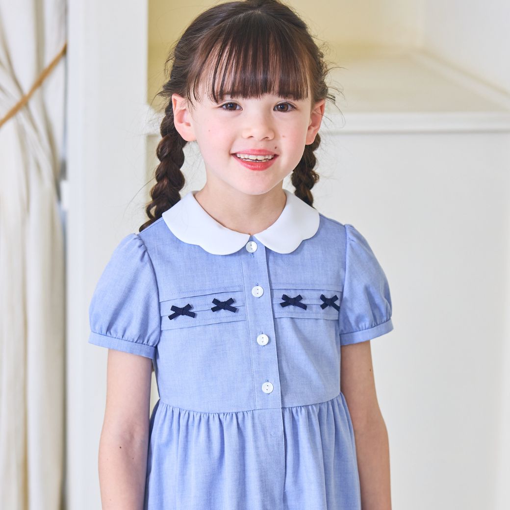 【CLEARANCEセール40%OFF】スカラップミニリボンワンピース <パープルのみ>80 90cm (2536-7100-7300-7500)