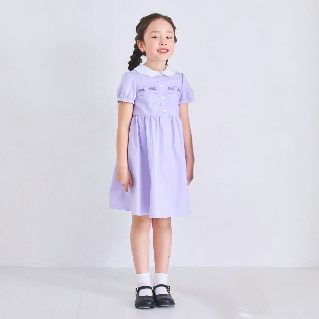 【CLEARANCEセール40%OFF】スカラップミニリボンワンピース <パープルのみ>80 90cm (2536-7100-7300-7500)