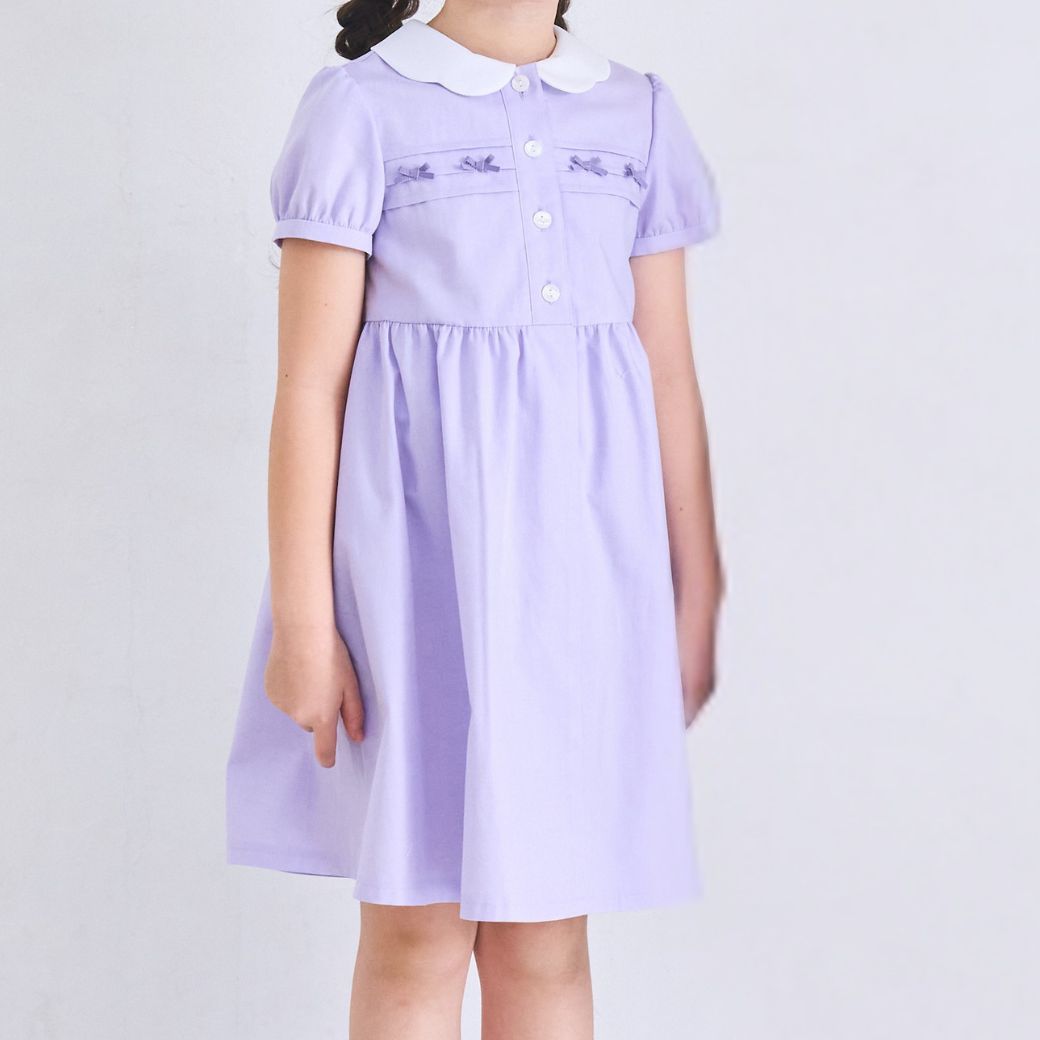【CLEARANCEセール40%OFF】スカラップミニリボンワンピース <パープルのみ>80 90cm (2536-7100-7300-7500)