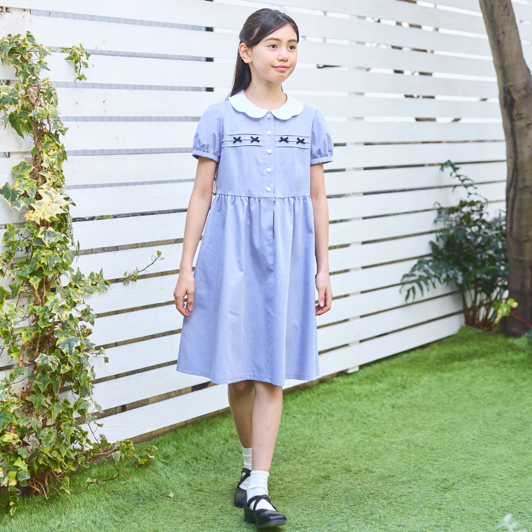 【CLEARANCEセール40%OFF】スカラップミニリボンワンピース <パープルのみ>80 90cm (2536-7100-7300-7500)