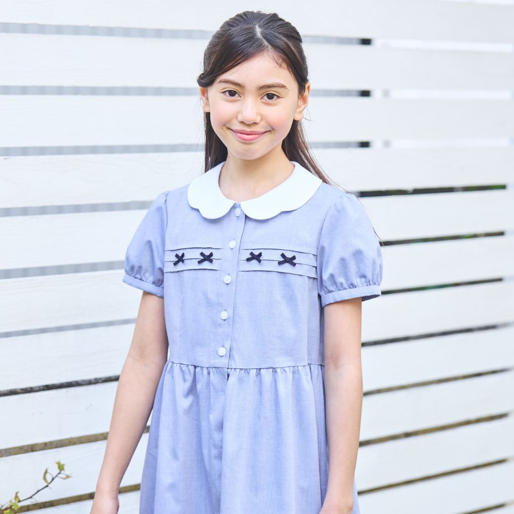 【CLEARANCEセール40%OFF】スカラップミニリボンワンピース <パープルのみ>80 90cm (2536-7100-7300-7500)