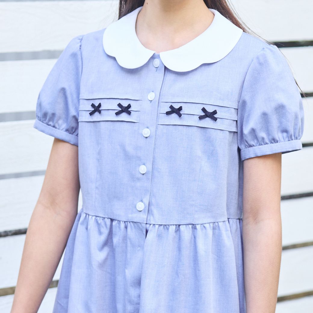 【CLEARANCEセール40%OFF】スカラップミニリボンワンピース <パープルのみ>80 90cm (2536-7100-7300-7500)