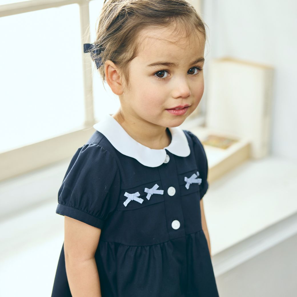 【CLEARANCEセール40%OFF】スカラップミニリボンワンピース <パープルのみ>80 90cm (2536-7100-7300-7500)