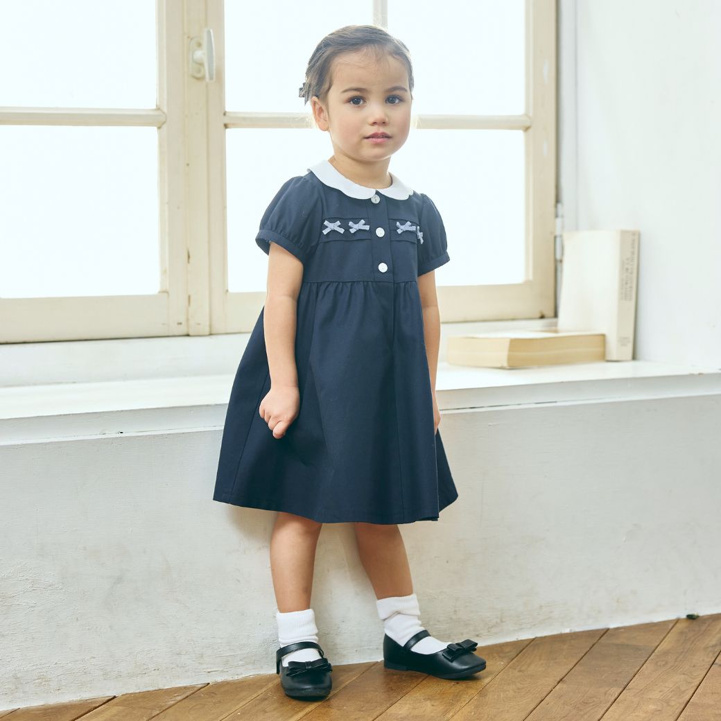 【CLEARANCEセール40%OFF】スカラップミニリボンワンピース <パープルのみ>80 90cm (2536-7100-7300-7500)