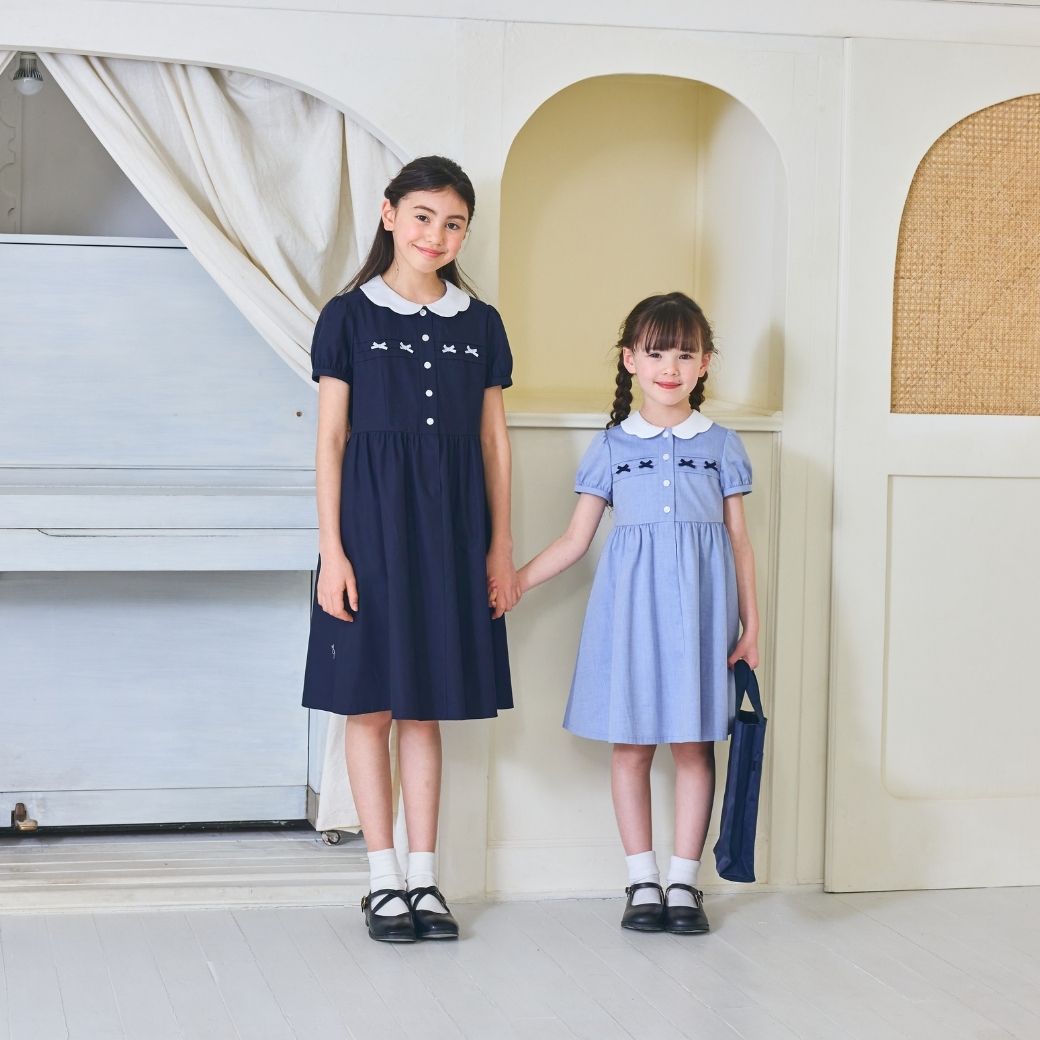 【CLEARANCEセール40%OFF】スカラップミニリボンワンピース <パープルのみ>80 90cm (2536-7100-7300-7500)