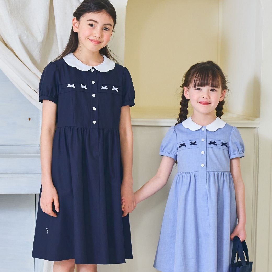 【CLEARANCEセール40%OFF】スカラップミニリボンワンピース <パープルのみ>80 90cm (2536-7100-7300-7500)