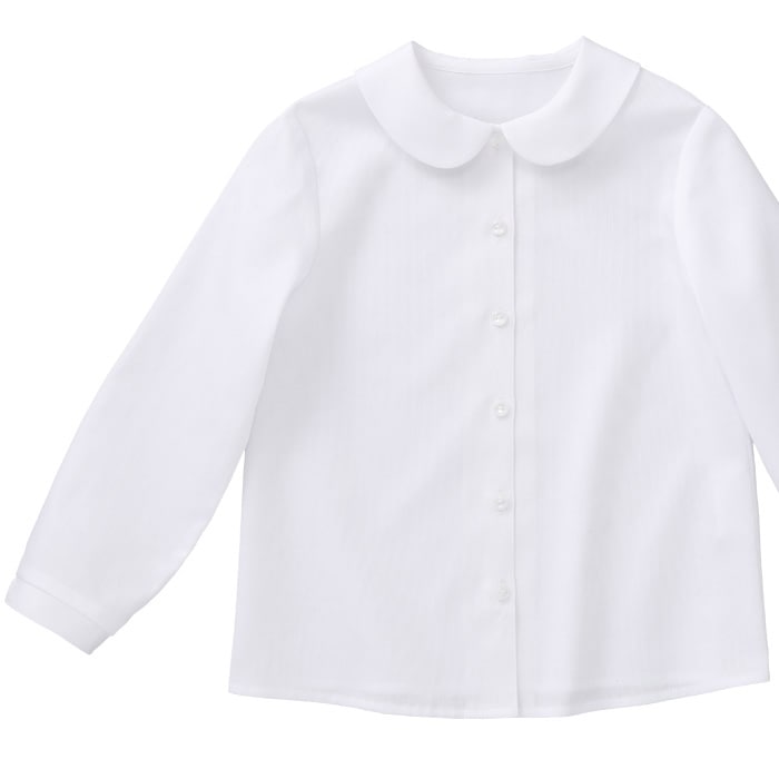 【廃版アウトレットセール20%OFF】丸襟コットンピケブラウス 長袖/キッズ 100 110 120 130cm(8993-2300)