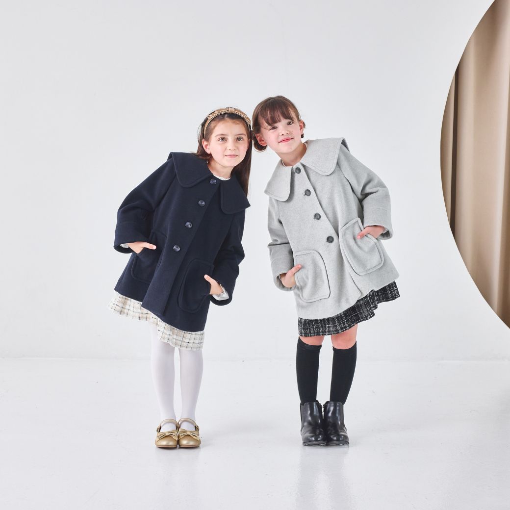 BIGカラーAラインコート 100 110 120 130 140cm (2572-7317) CHOPIN blue/ショパン ブルー