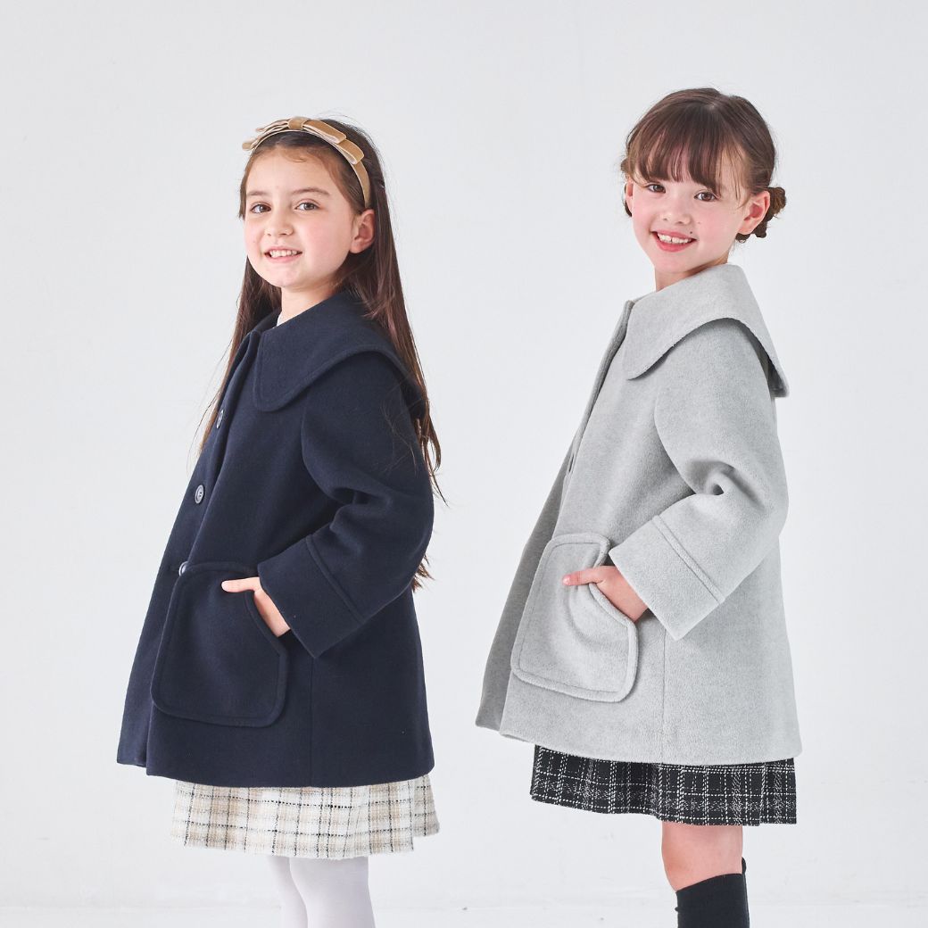 BIGカラーAラインコート 100 110 120 130 140cm (2572-7317) CHOPIN blue/ショパン ブルー