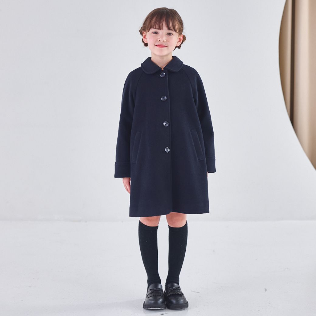 【キッズ】ラグランスリーブステンカラーコート 110 120 130cm (2572-7318) CHOPIN blue/ショパンブルー