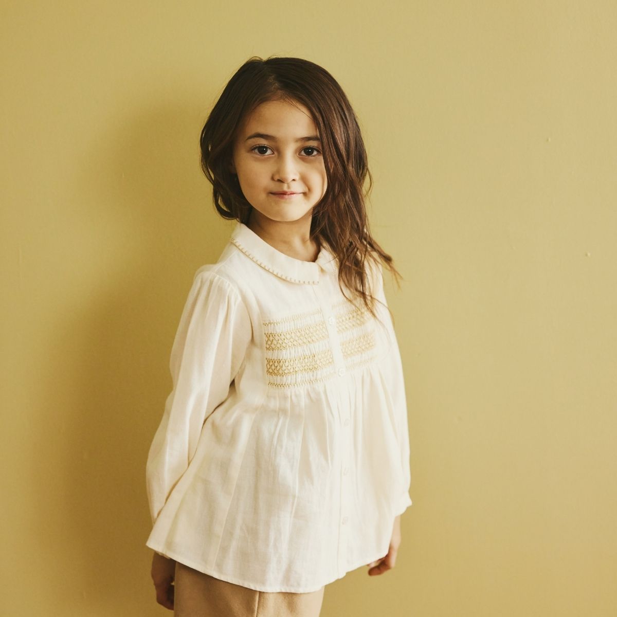 NEW【セール10%OFF】コットン100%スモッキングブラウス 110 120 130 140cm (2573-7323) utremi/ユトレミ