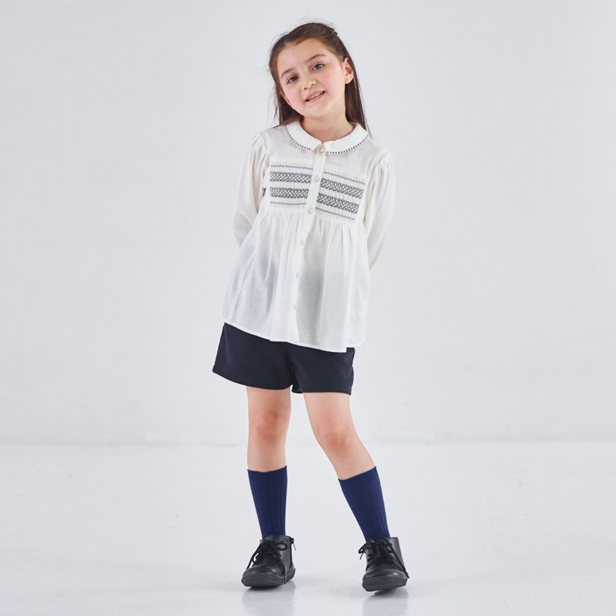 NEW【セール10%OFF】コットン100%スモッキングブラウス 110 120 130 140cm (2573-7323) utremi/ユトレミ