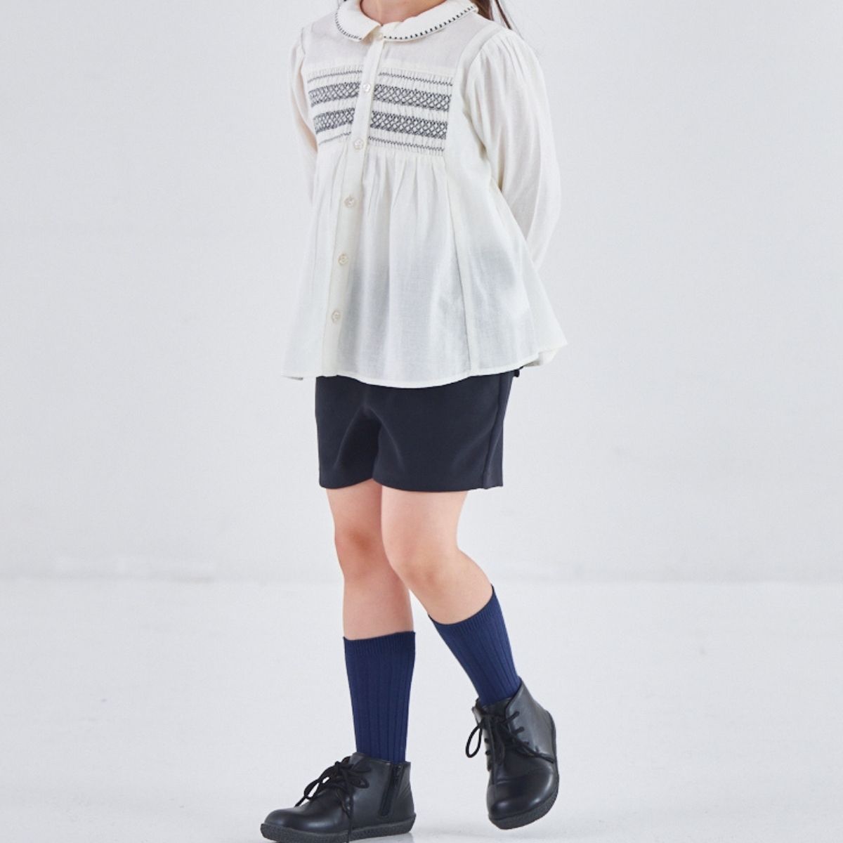 NEW【セール10%OFF】コットン100%スモッキングブラウス 110 120 130 140cm (2573-7323) utremi/ユトレミ