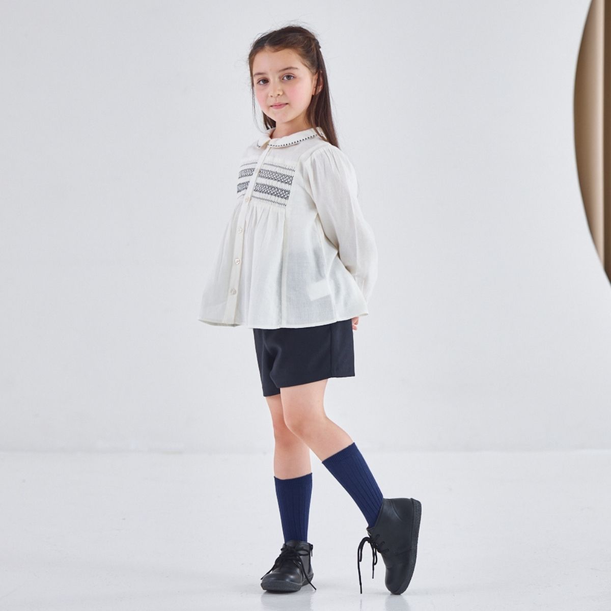 NEW【セール10%OFF】コットン100%スモッキングブラウス 110 120 130 140cm (2573-7323) utremi/ユトレミ