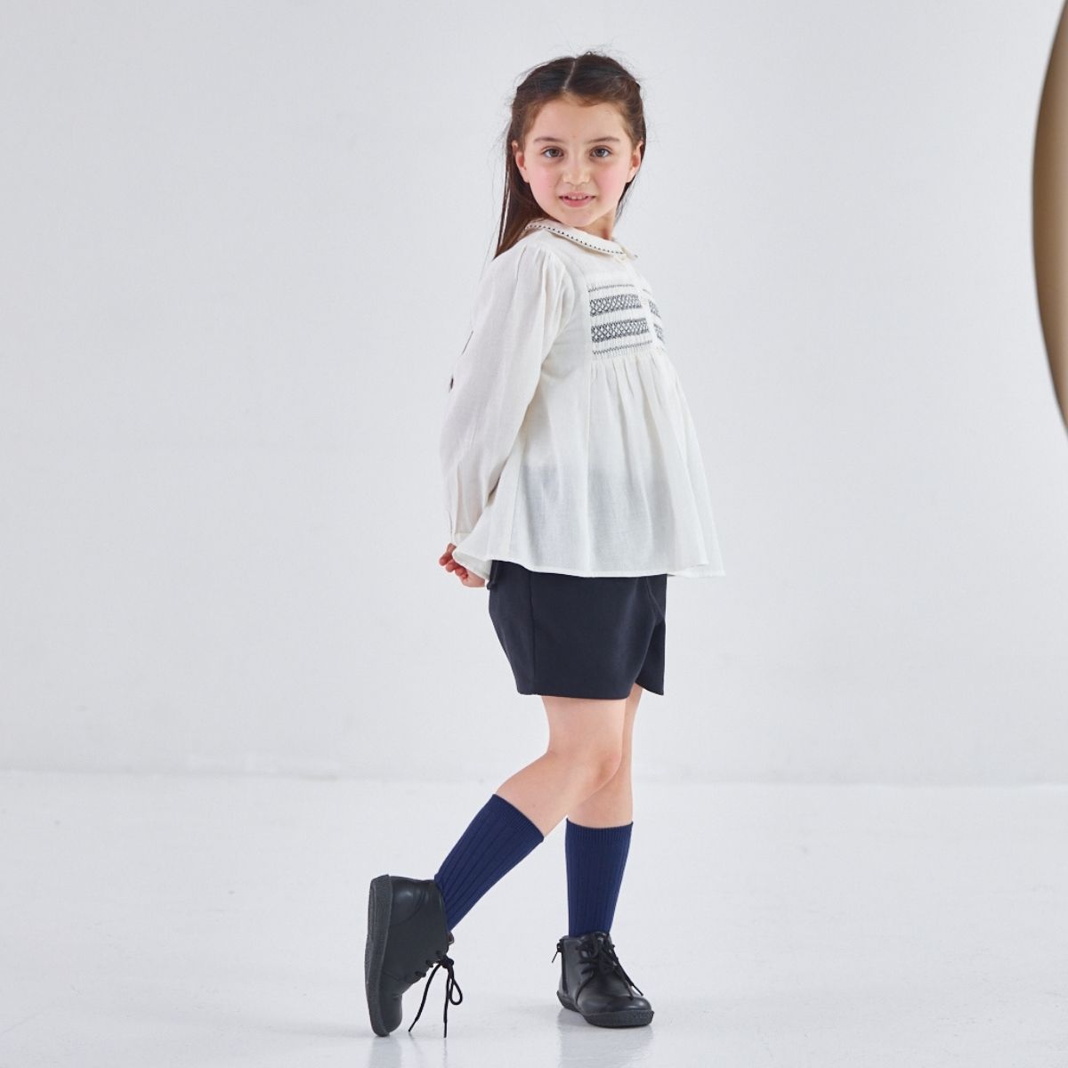 NEW【セール10%OFF】コットン100%スモッキングブラウス 110 120 130 140cm (2573-7323) utremi/ユトレミ