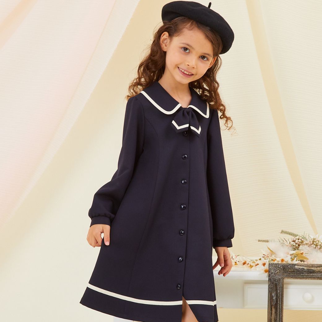 NEW【セール55%OFF】パイピングワンピース 100 110 120 130 140cm (2376-2356) CHOPINblue/ショパン ブルー