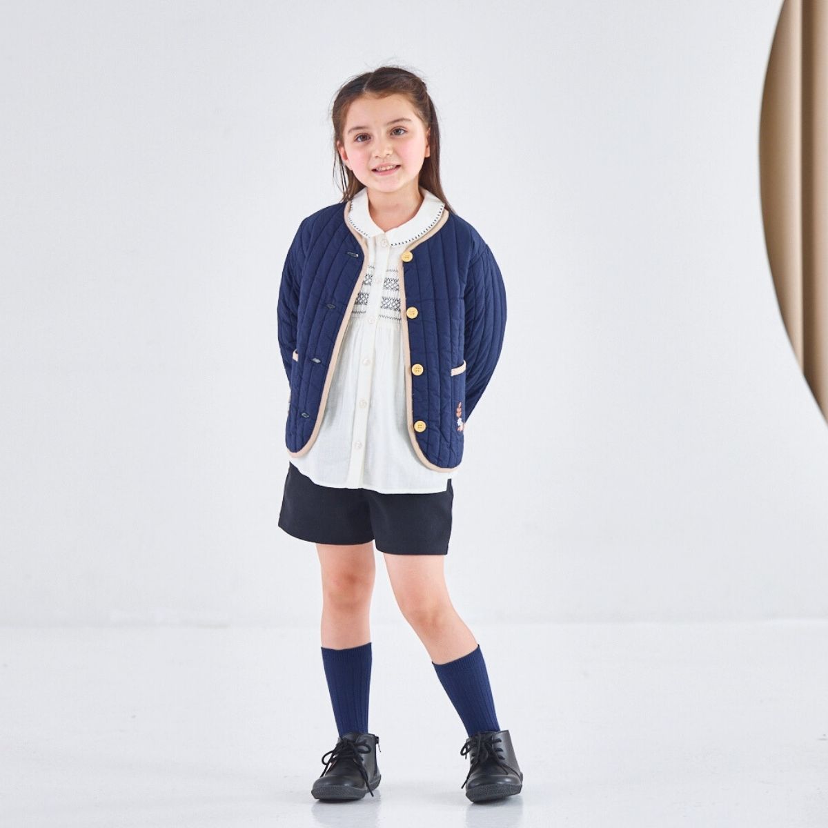 NEW【セール10%OFF】コットン100%ストライプキルトジャケット 90 100 110 120 130 140cm (2572-7321) utremi/ユトレミ