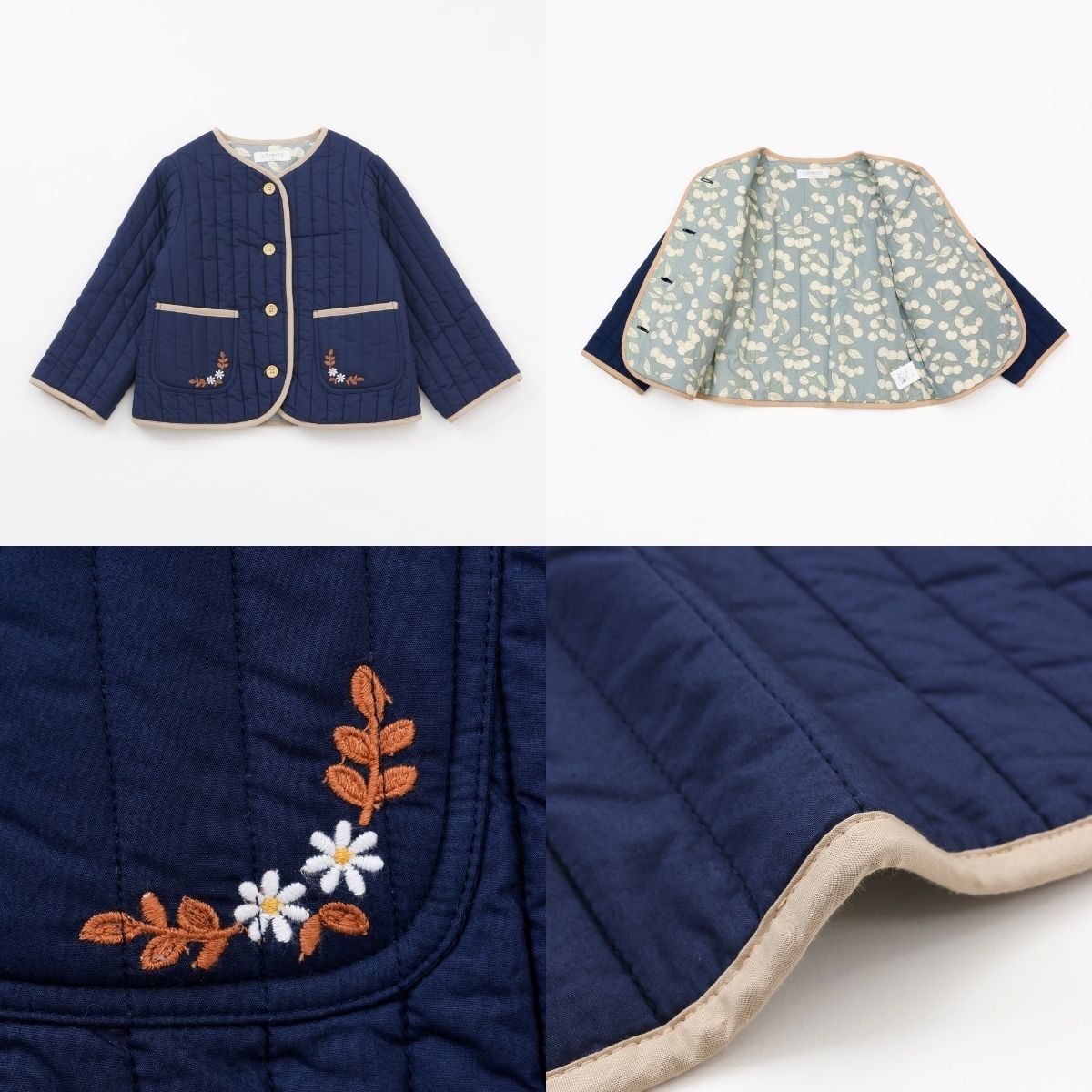 NEW【セール10%OFF】コットン100%ストライプキルトジャケット 90 100 110 120 130 140cm (2572-7321) utremi/ユトレミ