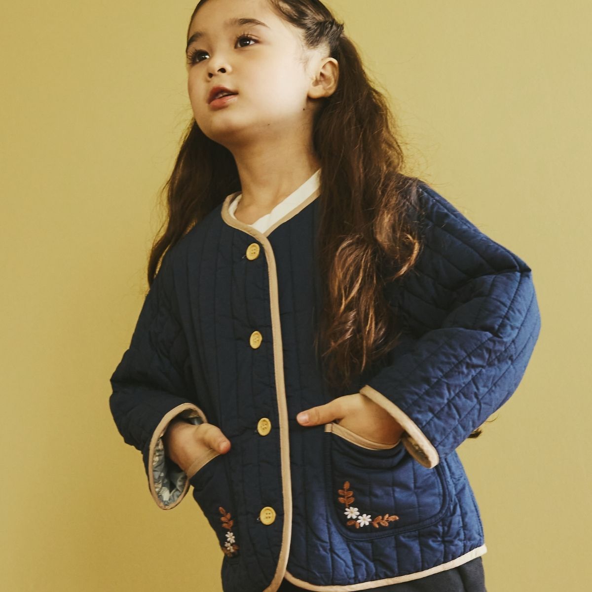 NEW【セール10%OFF】コットン100%ストライプキルトジャケット 90 100 110 120 130 140cm (2572-7321) utremi/ユトレミ