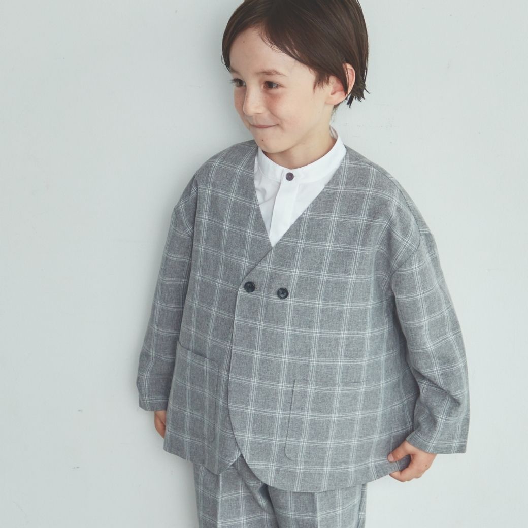 【WEB限定】比翼バンドカラーシャツ 100 110 120 130cm (2473-5452) CHOPINblue/ショパンブルー