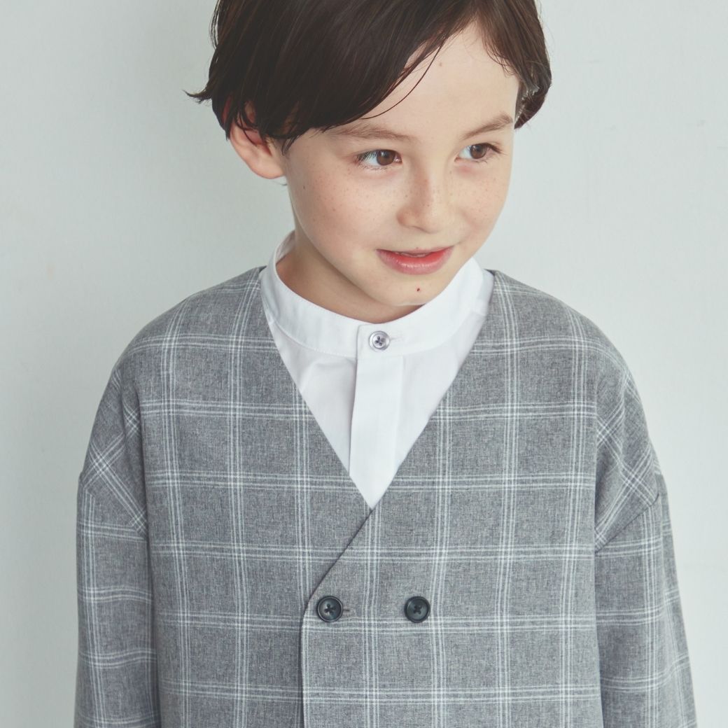 【WEB限定】比翼バンドカラーシャツ 100 110 120 130cm (2473-5452) CHOPINblue/ショパンブルー