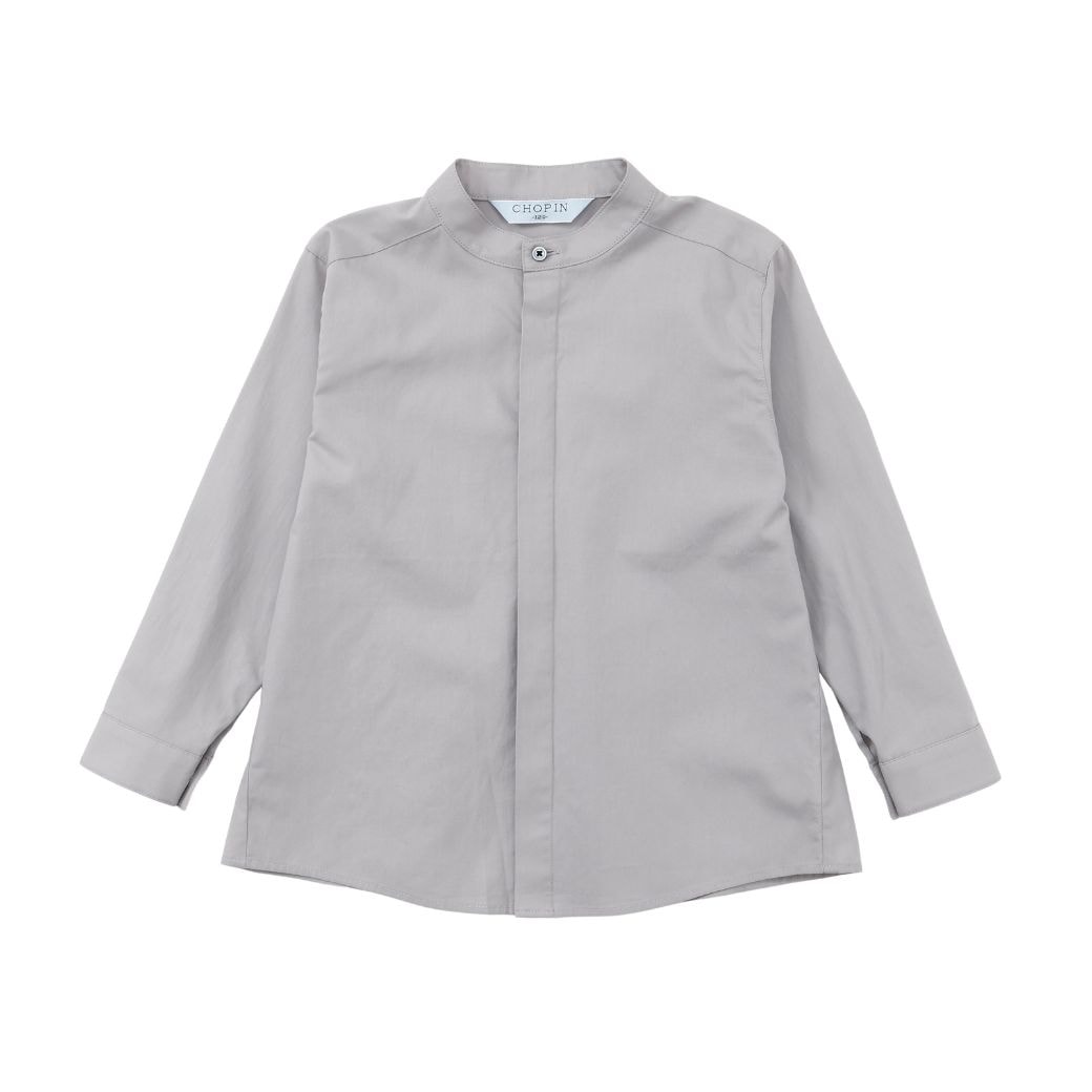 【WEB限定】比翼バンドカラーシャツ 100 110 120 130cm (2473-5452) CHOPINblue/ショパンブルー