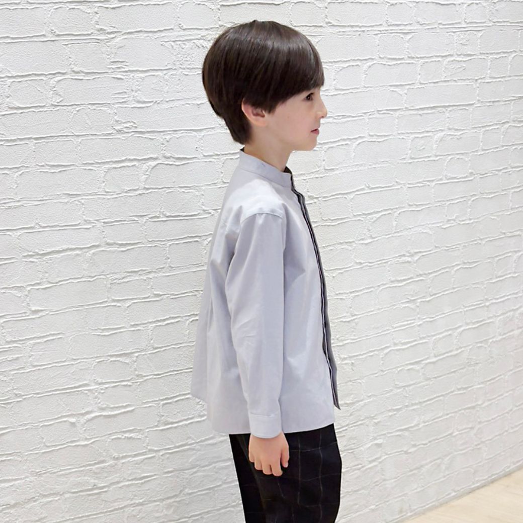 【WEB限定】比翼バンドカラーシャツ 100 110 120 130cm (2473-5452) CHOPINblue/ショパンブルー