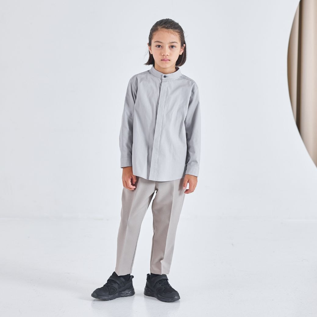 【WEB限定】比翼バンドカラーシャツ 100 110 120 130cm (2473-5452) CHOPINblue/ショパンブルー