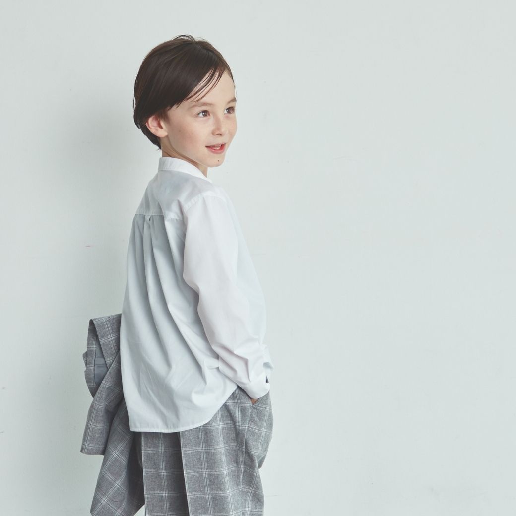 【WEB限定】比翼バンドカラーシャツ 100 110 120 130cm (2473-5452) CHOPINblue/ショパンブルー