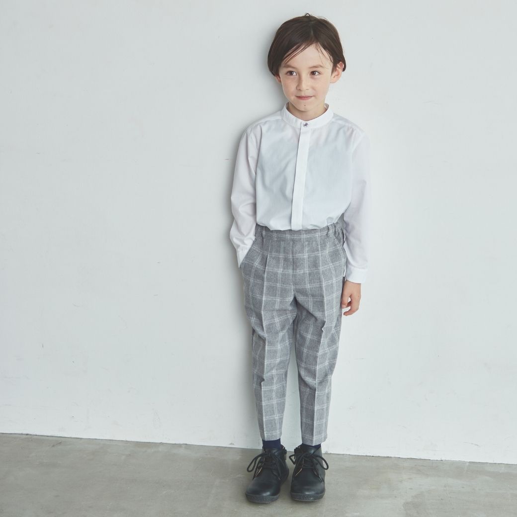 【WEB限定】比翼バンドカラーシャツ 100 110 120 130cm (2473-5452) CHOPINblue/ショパンブルー