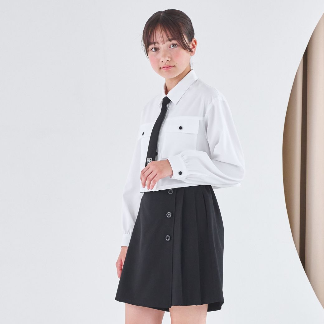 【WEB限定】短丈シャツ&ラップキュロットセットアップ 150 160cm (2571-2526) CHOPIN blue/ショパンブルー