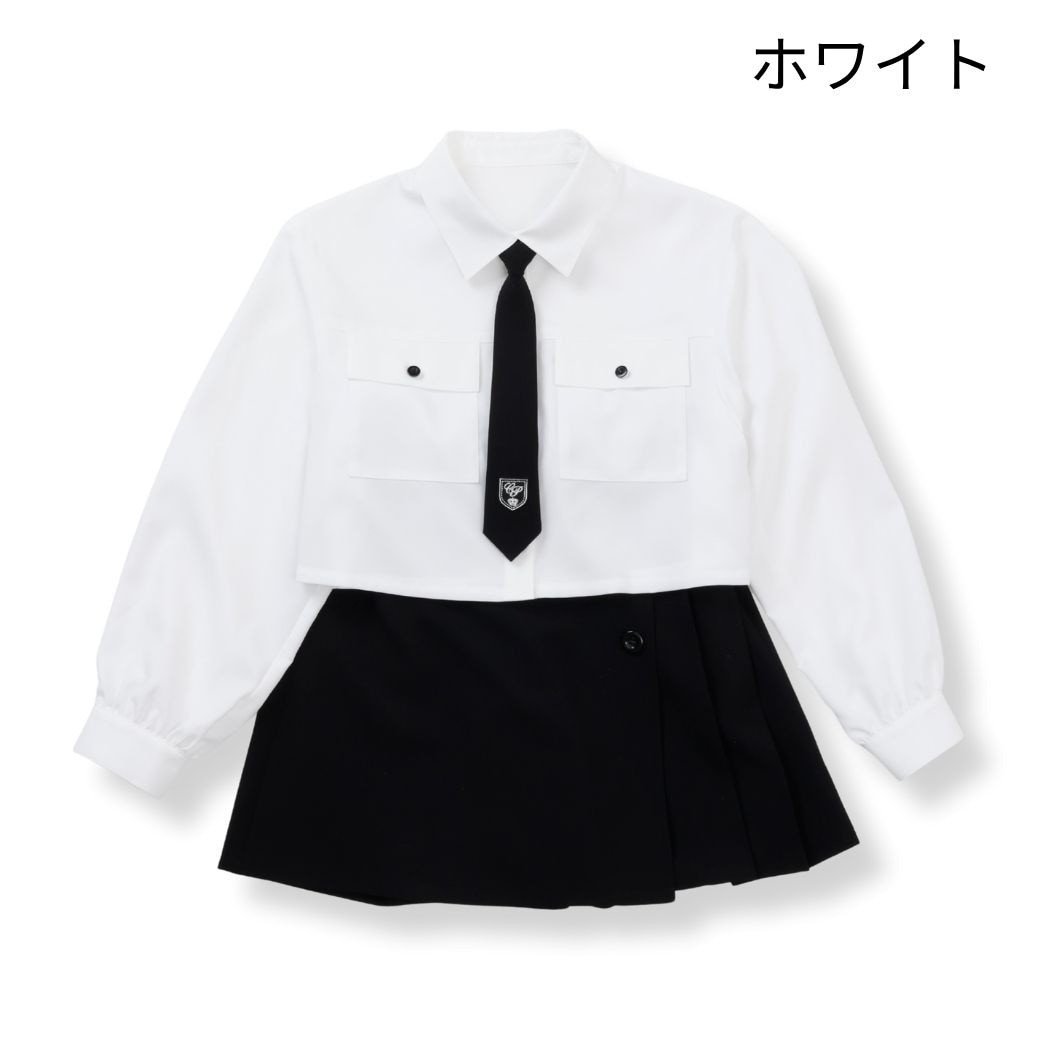 【WEB限定】短丈シャツ&ラップキュロットセットアップ 150 160cm (2571-2526) CHOPIN blue/ショパンブルー