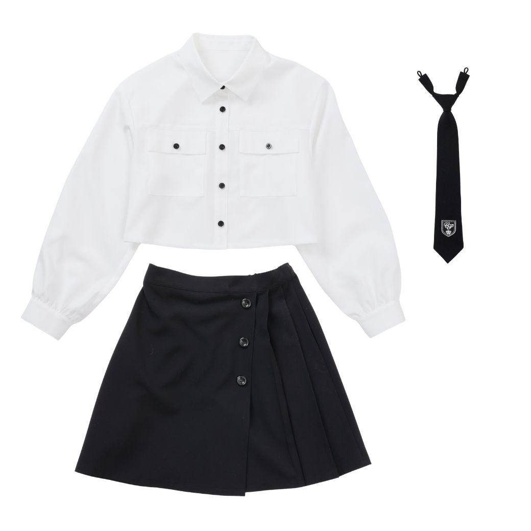 【WEB限定】短丈シャツ&ラップキュロットセットアップ 150 160cm (2571-2526) CHOPIN blue/ショパンブルー