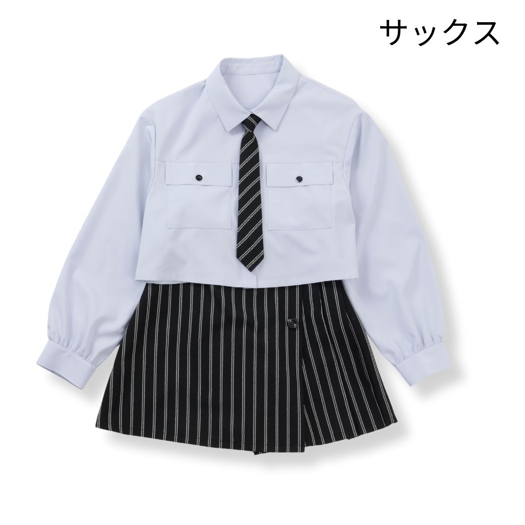 【WEB限定】短丈シャツ&ラップキュロットセットアップ 150 160cm (2571-2526) CHOPIN blue/ショパンブルー