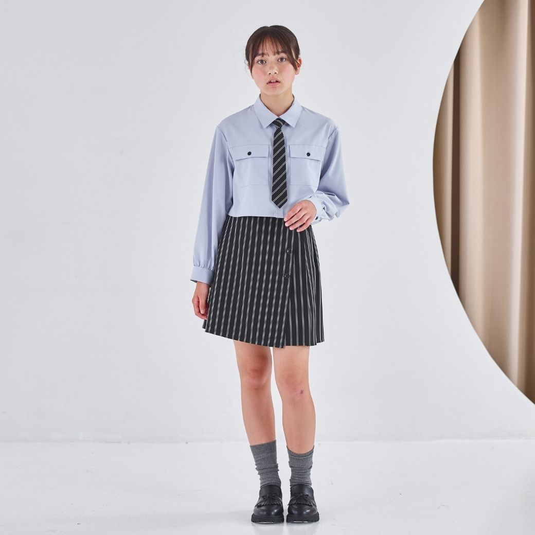 【WEB限定】短丈シャツ&ラップキュロットセットアップ 150 160cm (2571-2526) CHOPIN blue/ショパンブルー