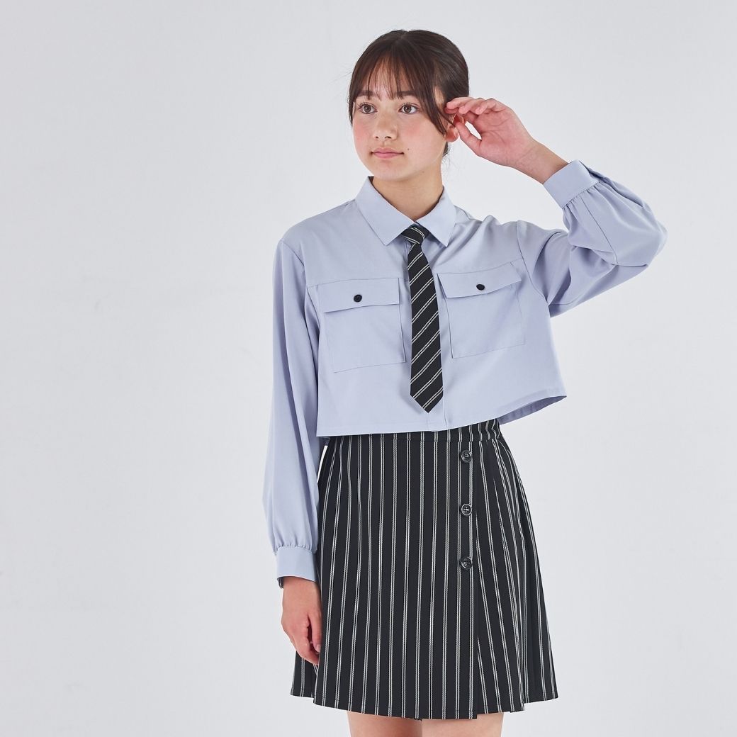 【WEB限定】短丈シャツ&ラップキュロットセットアップ 150 160cm (2571-2526) CHOPIN blue/ショパンブルー