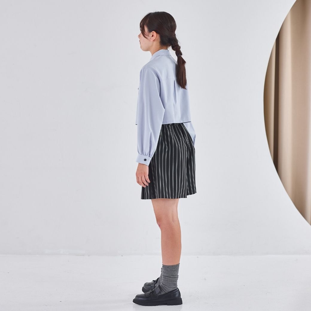 【WEB限定】短丈シャツ&ラップキュロットセットアップ 150 160cm (2571-2526) CHOPIN blue/ショパンブルー
