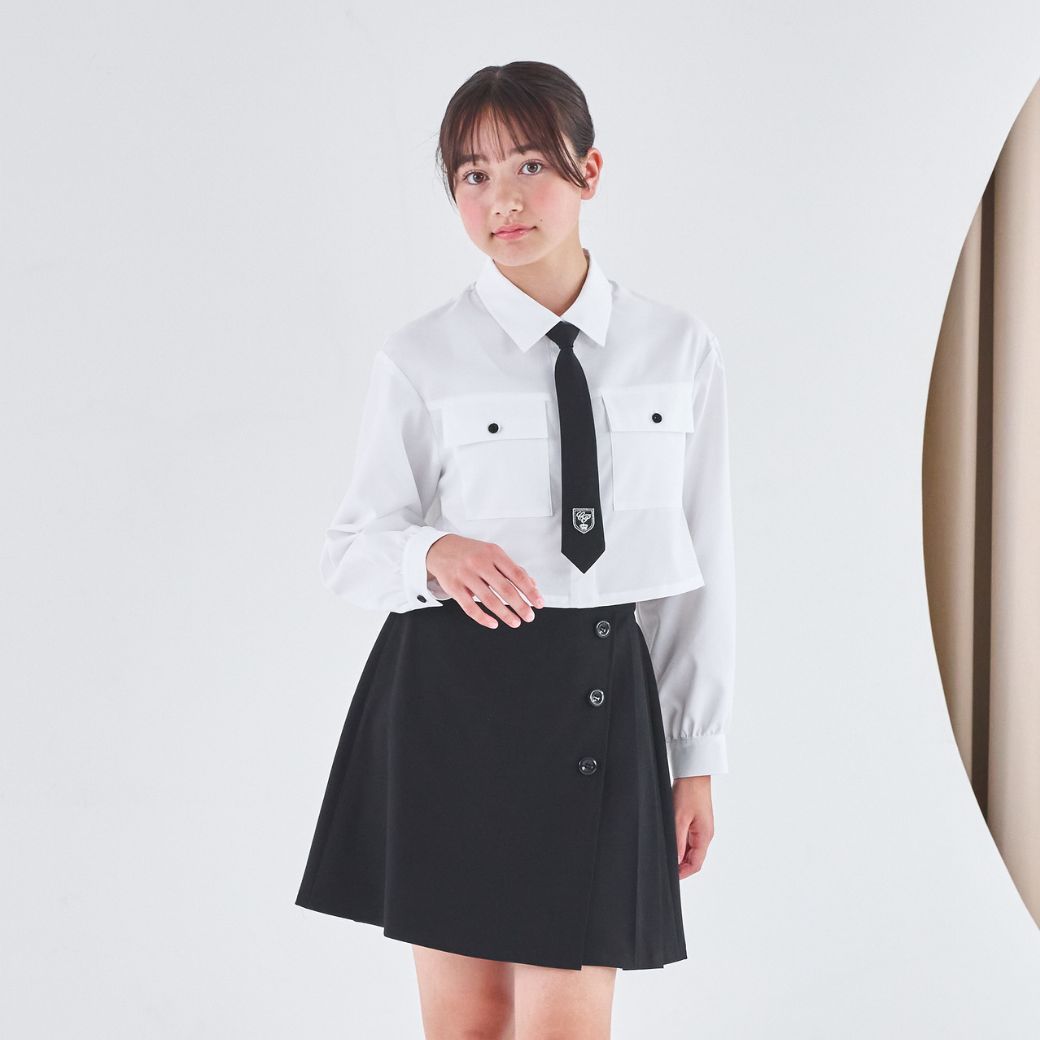 【WEB限定】短丈シャツ&ラップキュロットセットアップ 150 160cm (2571-2526) CHOPIN blue/ショパンブルー