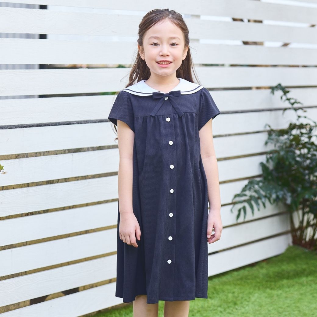 【CLEARANCEセール50%OFF】COOLMAX クールマックス 吸水速乾性能 セーラーAラインワンピース 90 100 110 120 130cm (8236-7325/8336-7314)