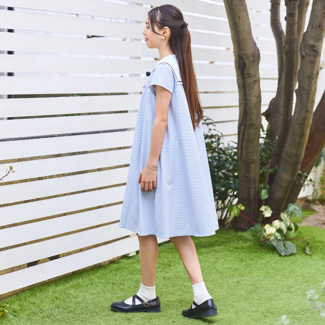 【CLEARANCEセール50%OFF】COOLMAX クールマックス 吸水速乾性能 セーラーAラインワンピース 90 100 110 120 130cm (8236-7325/8336-7314)