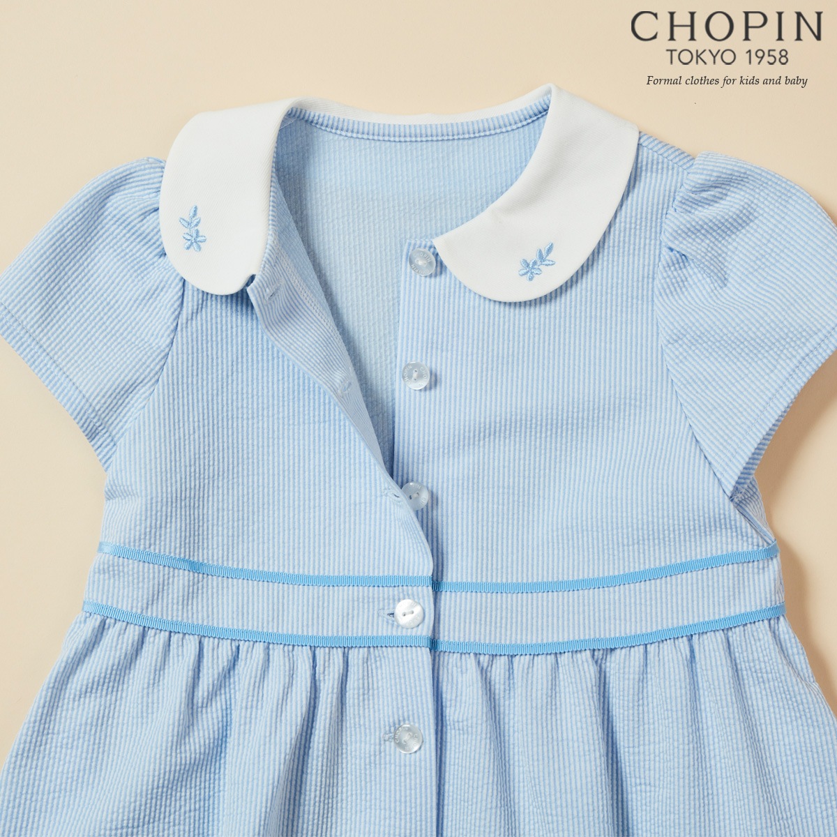 【TIME SALE15%OFF】刺繍入り白襟カットソーワンピース 120 130 140cm/(8136-2305)