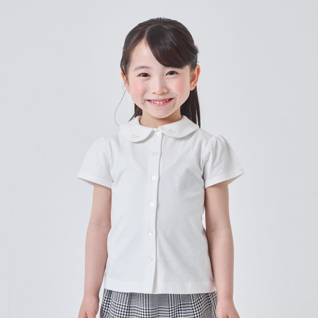 【大人気/再入荷】刺しゅう襟カットソーブラウス 100 110 120 130 140cm (2403-8361) CHOPIN blue/ショパンブルー