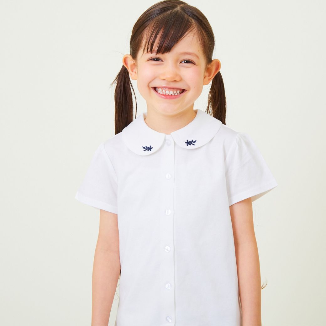 【大人気/再入荷】刺しゅう襟カットソーブラウス 100 110 120 130 140cm (2403-8361)