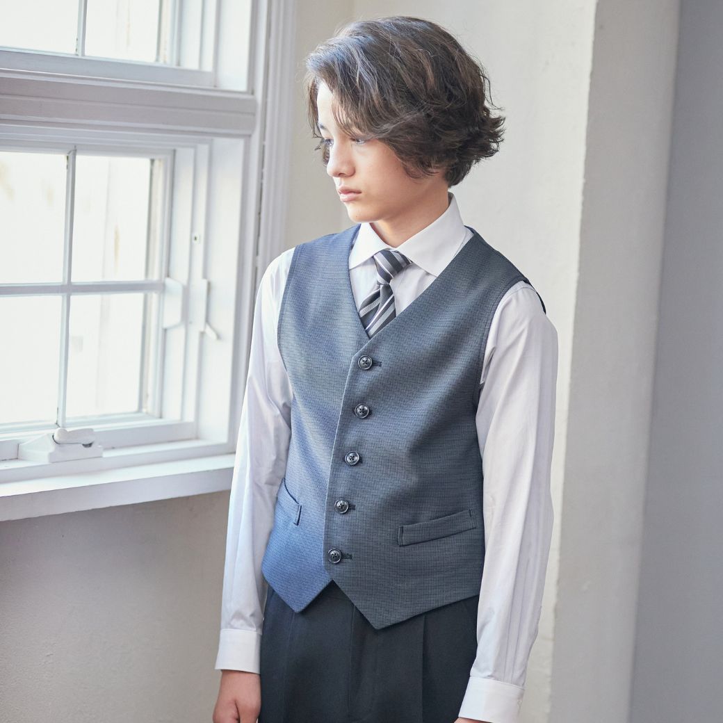 WEB限定】チェックベストスリーピーススーツ 140 150 160 170cm (8601