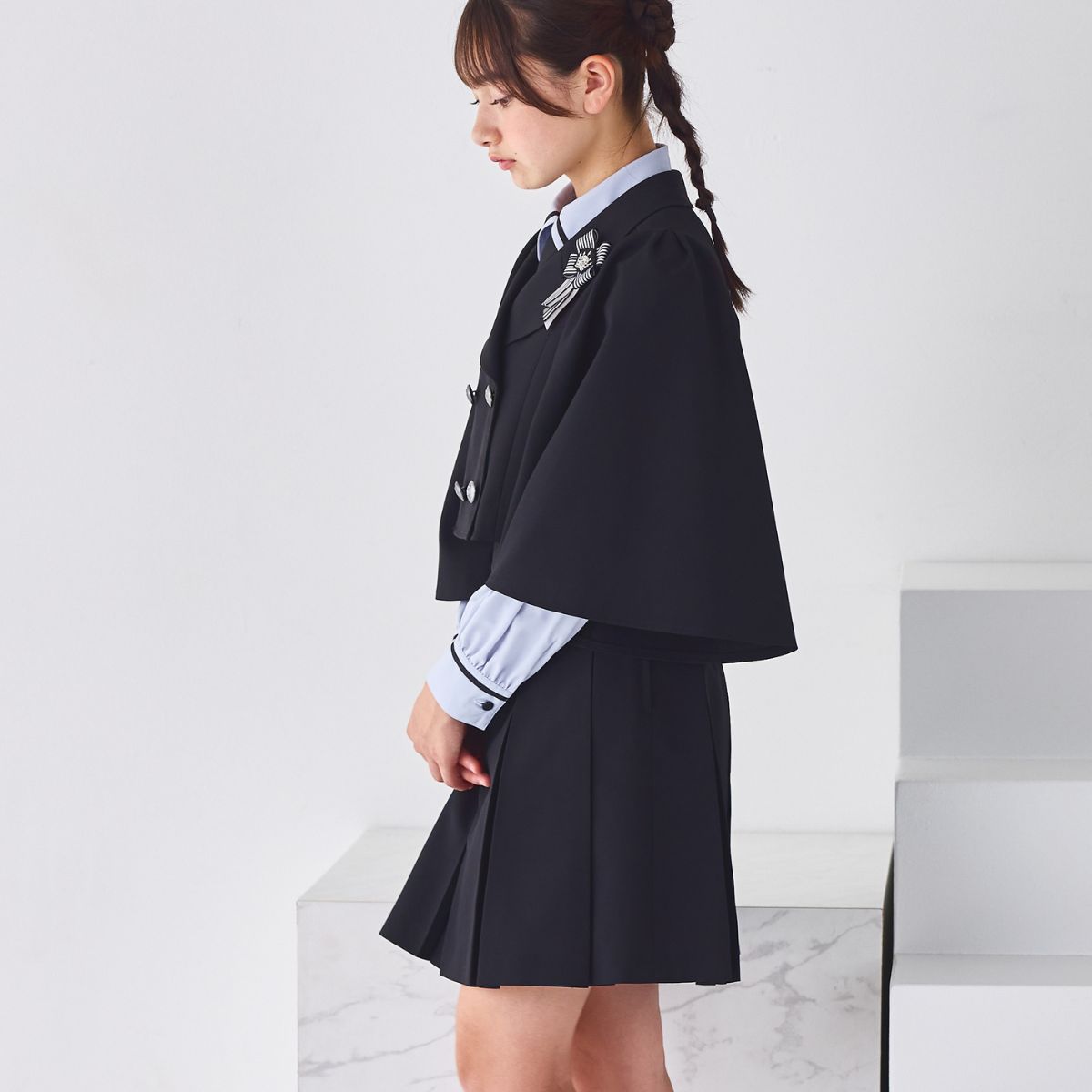 【WEB限定】ケープライクフレアスリーブジャケットスーツ 150 160 165cm (9571-2552) SPICE CANDY/スパイスキャンディー