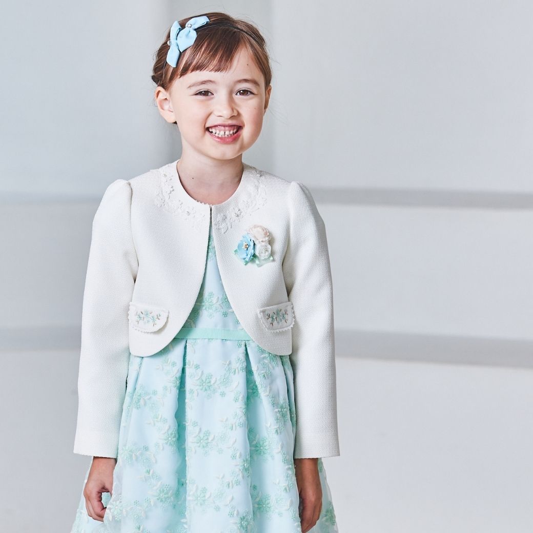 刺繍ボレロミントフラワーアンサンブル 115 120 130 140cm (8501-7301) CHOPIN/ショパン【PRESTIGE LINE】